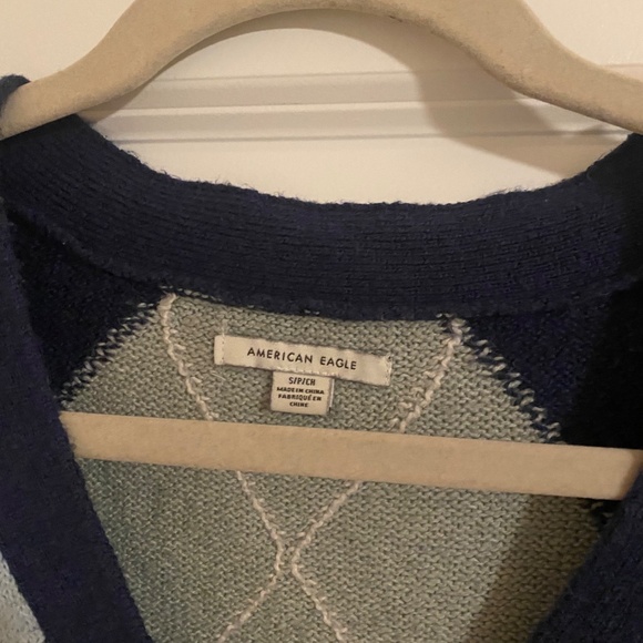American Eagle Argyle Cropped Cardigan – Multicolor, Size S - Picture 2 of 2